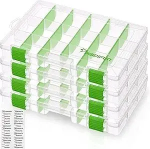 Piscifun Fishing Tackle Boxes, Tackle Trays with Waterproof Labels and Removable Dividers, 3600/3700 BPA-Free Plastic Clear Fishing Storage Organizer Boxes for Lures, 2 Packs/ 4 Packs