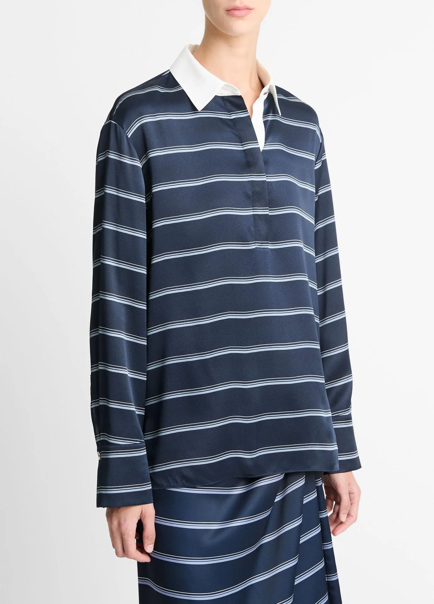 Rugby Stripe Silk Satin Shirt