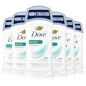 Dove Invisible Solid Antiperspirant Deodorant Stick for Women, 6 Count, Sensitive, For All Day Underarm Sweat & Odor Protection 2.6 oz