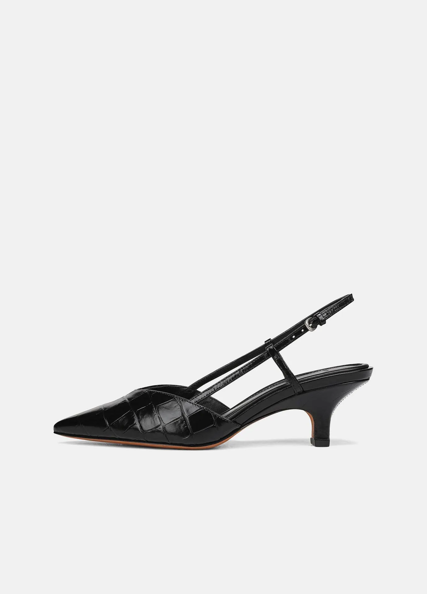 Levvy Croc-Embossed Leather Slingback Heel