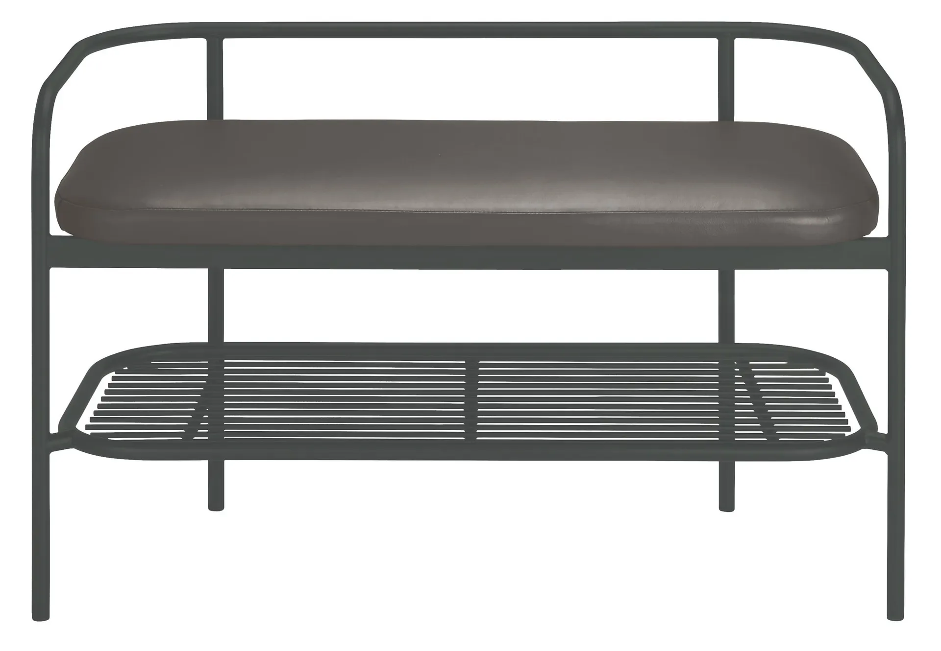Ebers 36w 16d 23h Bench in Pistel Grey Leather with Graphite Base