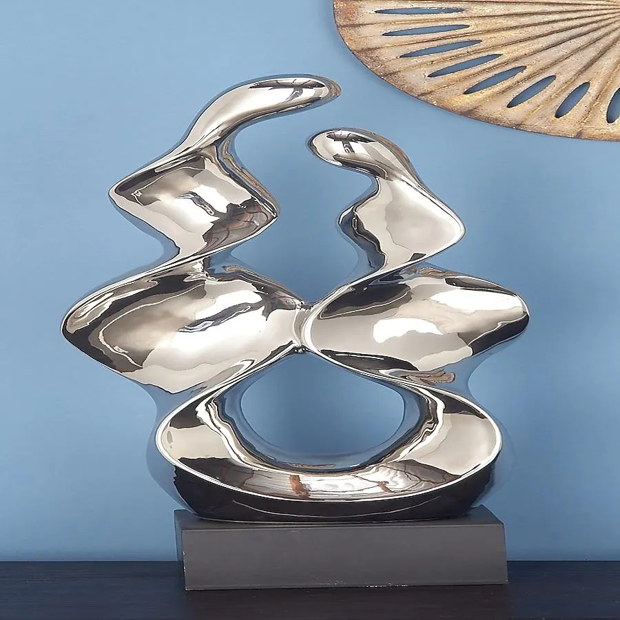 Grayson Lane Silver Ceramic Modern Sculpture