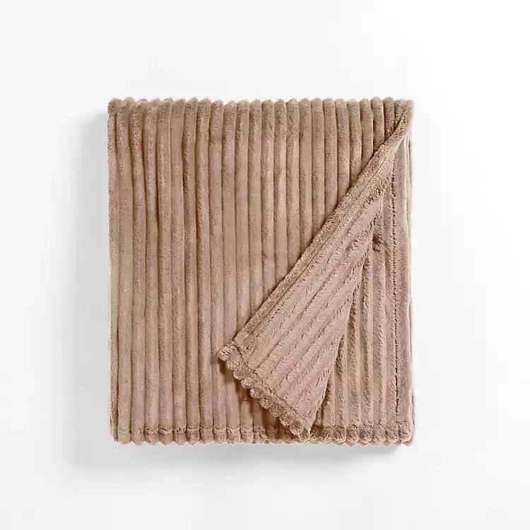 Taupe Velvet Corduroy Throw