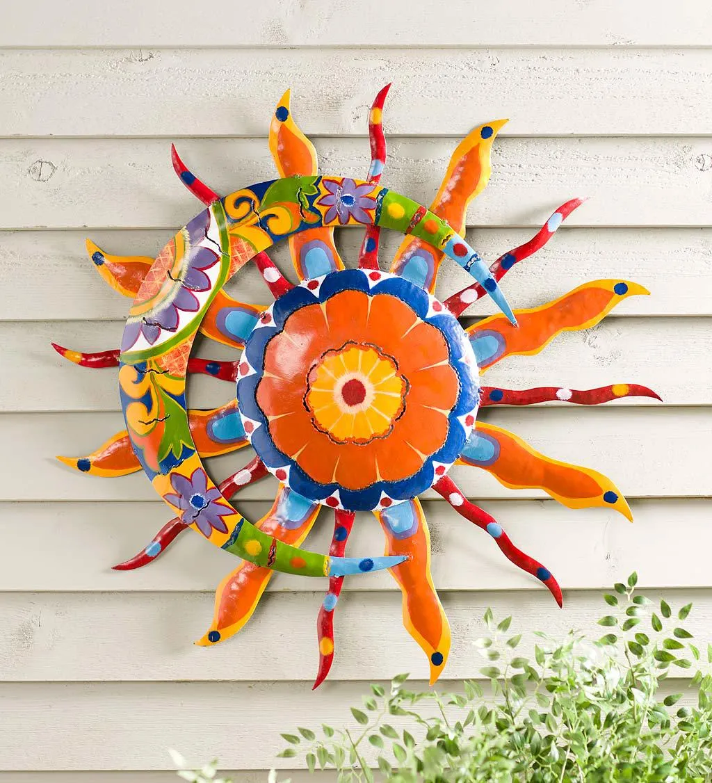 Talavera Sun and Moon Painted Metal Wall Art