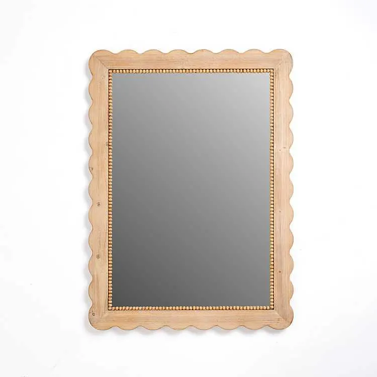 Natural Emma Scalloped Rectangular Wall Mirror