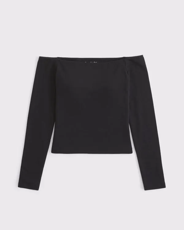 Bra-Free Off-The-Shoulder Long-Sleeve Top