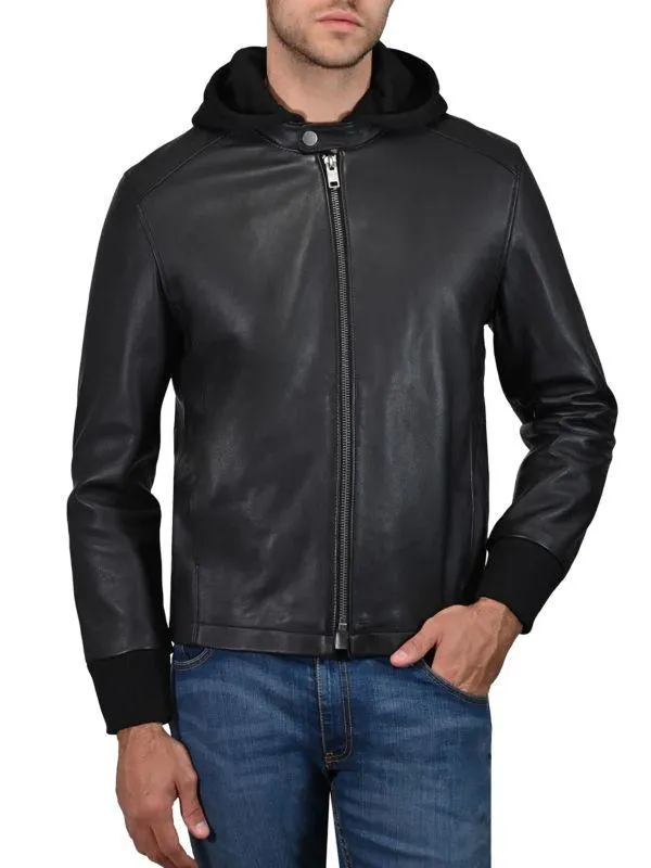 Hood Leather Jacket