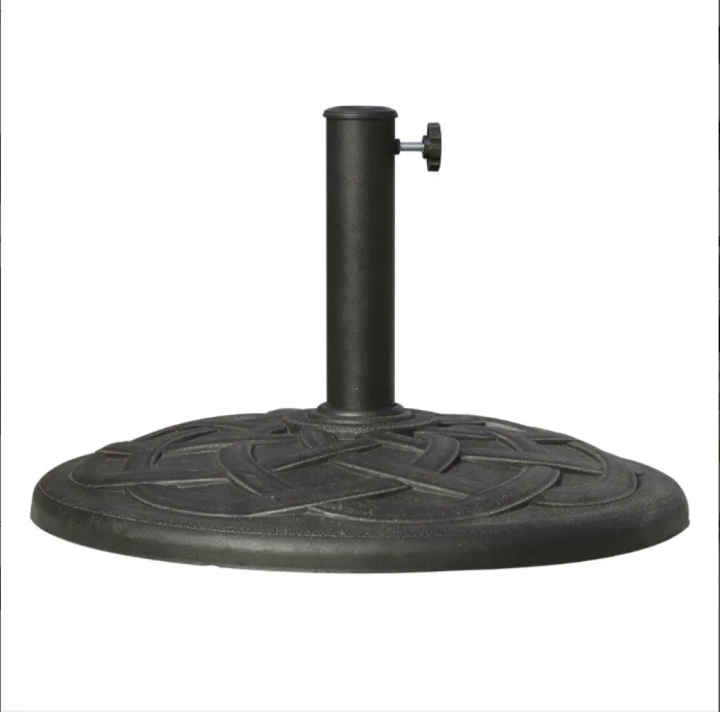 Claughaun Outsunny 22" 42 lbs Round Resin Umbrella Base Stand Market Parasol Holder with Beautiful Decorative Pattern & Easy Setup, for Φ1.5", Φ1.89" Pole, for Lawn, Deck, Backyard, Garden, Bronze
