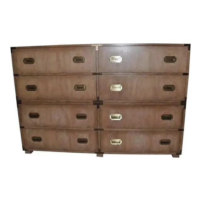 Pair Long, Low 1960s Michael Taylor for Baker Campaign Chests - Shown Stacked