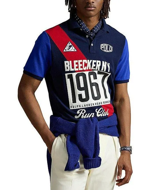 Classic Fit Mesh Graphic Short Sleeve Polo Shirt