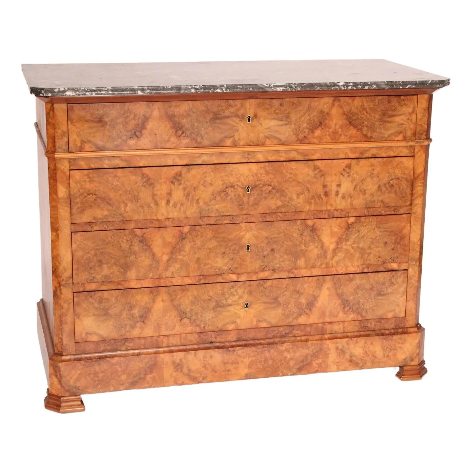 Antique Louis Philippe Style Burl Walnut Chest of Drawers