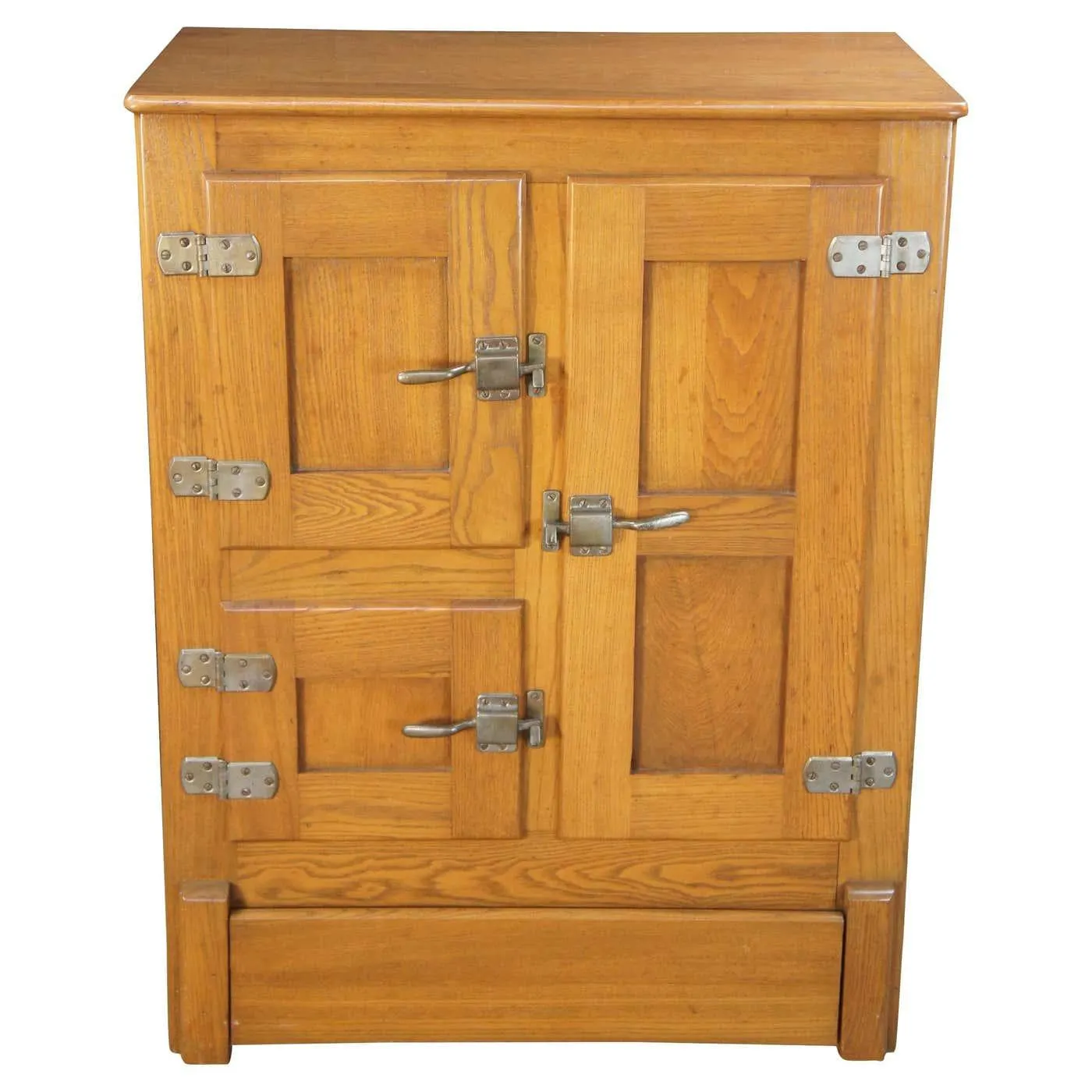 Antique American Oak Farmhouse Kitchen Pantry Ice Box Refrigerator Bar Cabinet