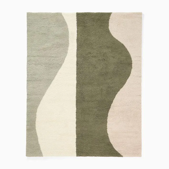 Modern Wave Shag Wool Rug