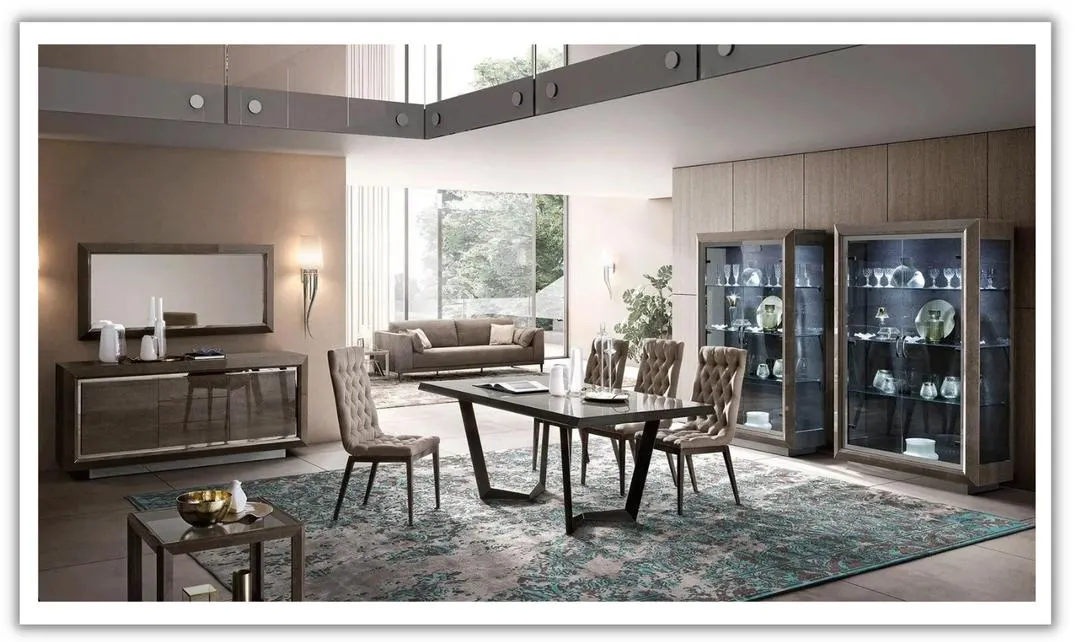 ESF Italia Elite Extendable Wood Top Dining Table in High Gloss Lacquer Finish