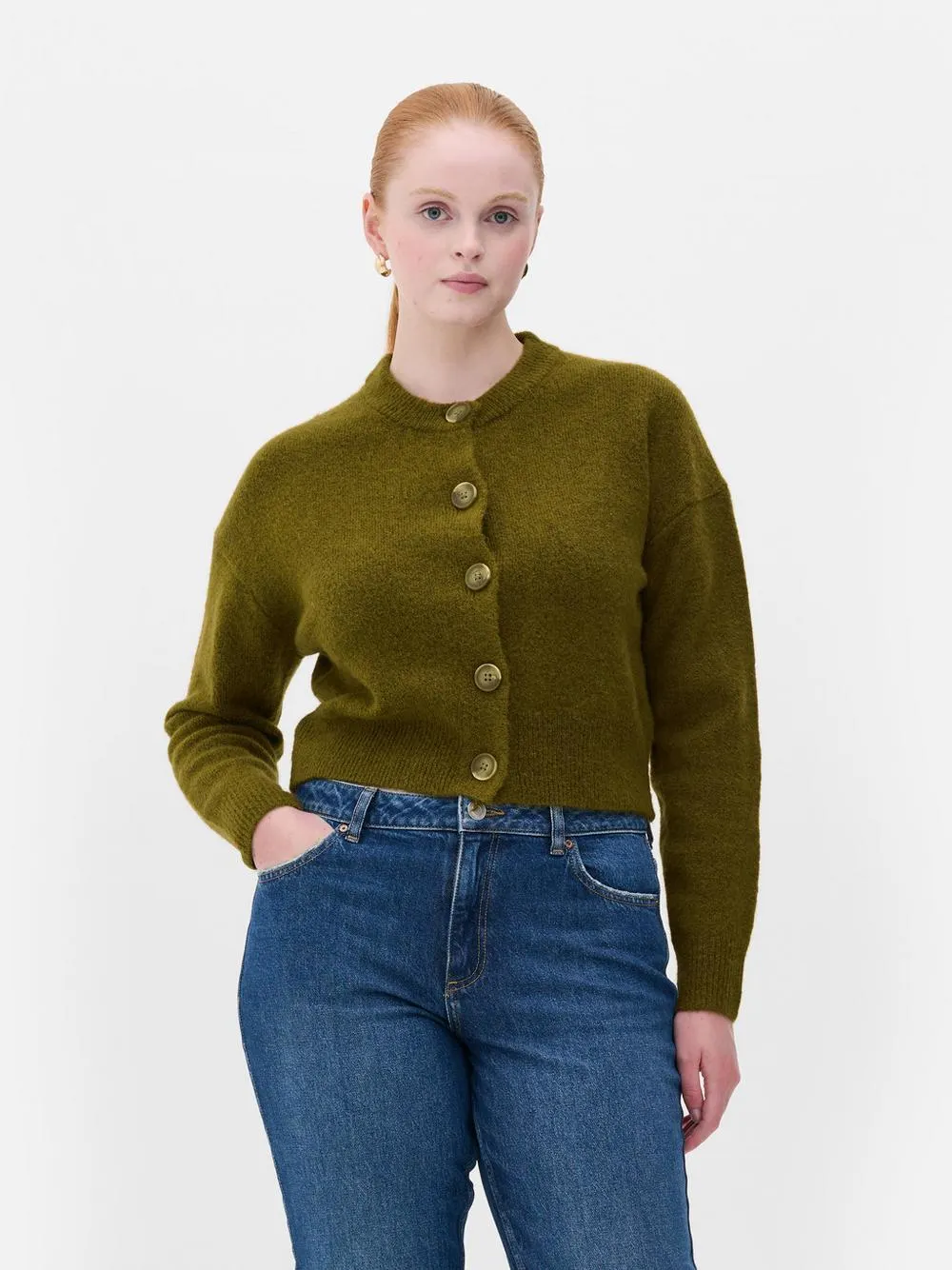 Relaxed Crew Button Cardigan