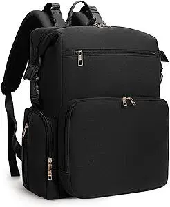 CEI-CEI Neoprene Diaper Bag Backpack with Changing Pad, Large Newborn Baby Maternity Bags Travel Tote with Insulated Pockets (Black)