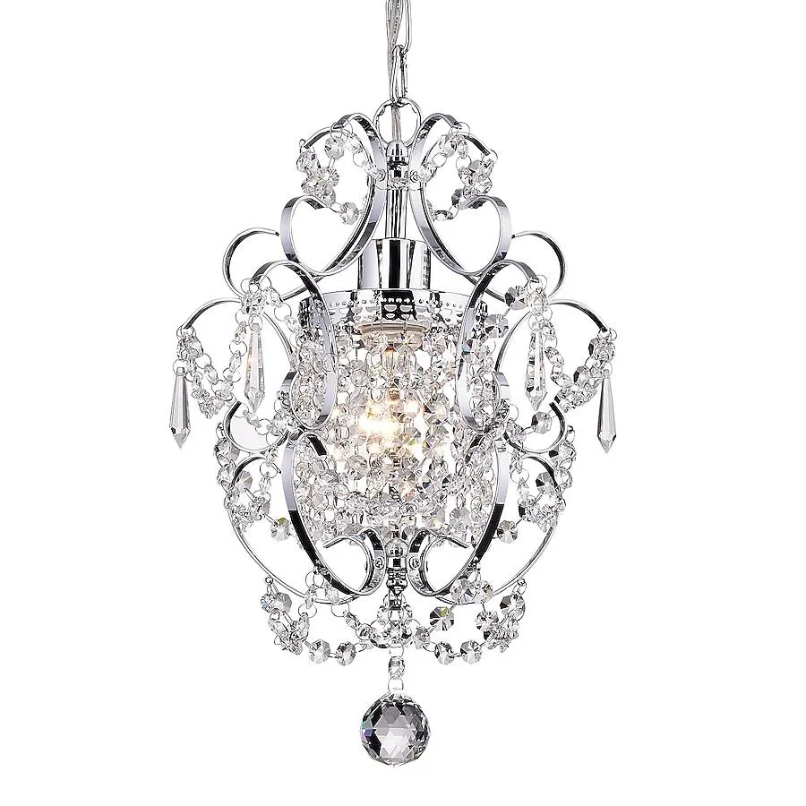 Edvivi Amorette 1 -Light Chrome Glam Crystal For Use in Bedrooms, Dining Rooms, Foyers, Kitchens, Living Rooms Chandelier