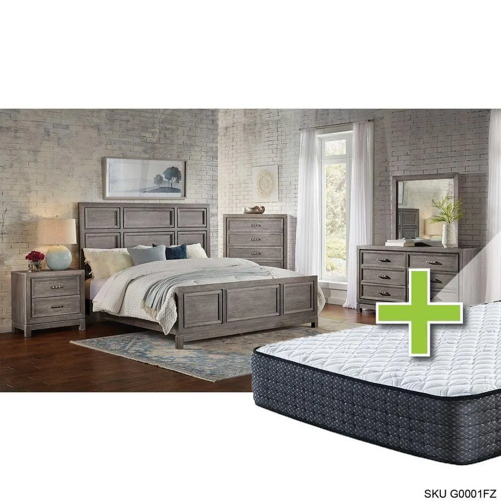 Linton 6 - Piece Queen Bedroom Set w/ Upland Premium Tight Top Firm Mattress, Foundation & Cases