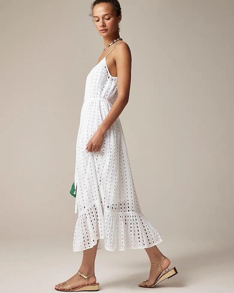 Oval eyelet midi dress