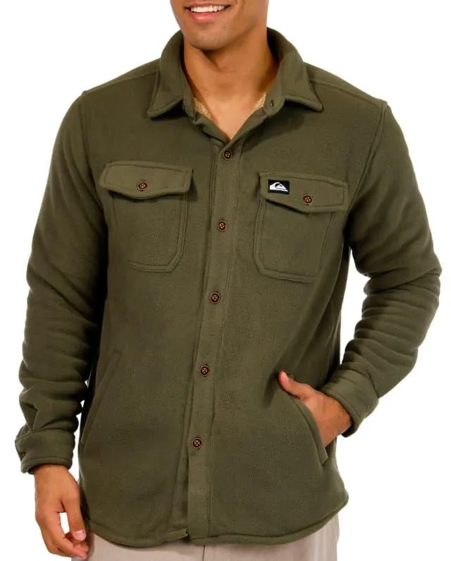 Quiksilver Mens Sherpa Lined Solid Button Down Jacket