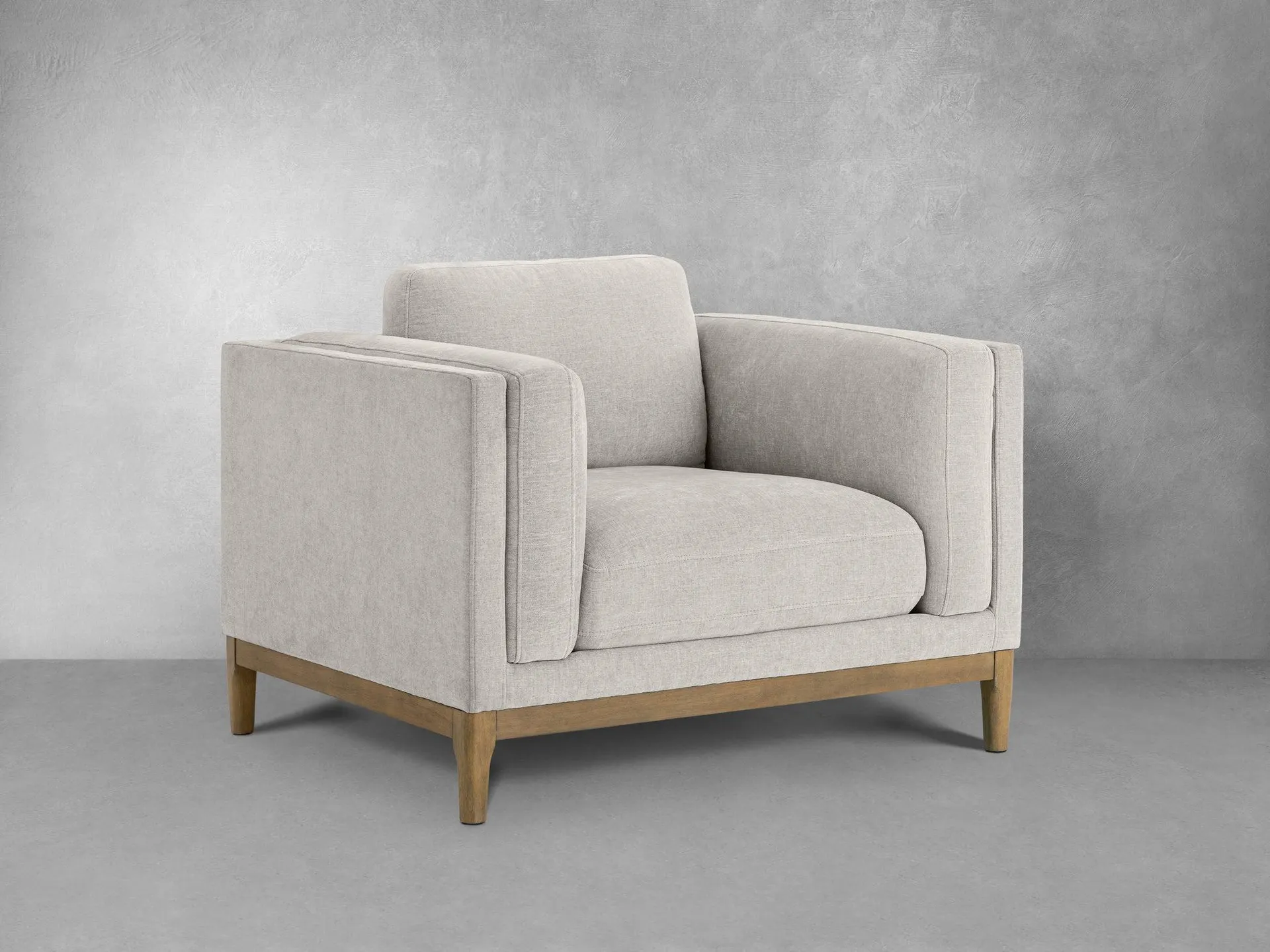 Renee Fabric Chair with Wood Base, Light Gray