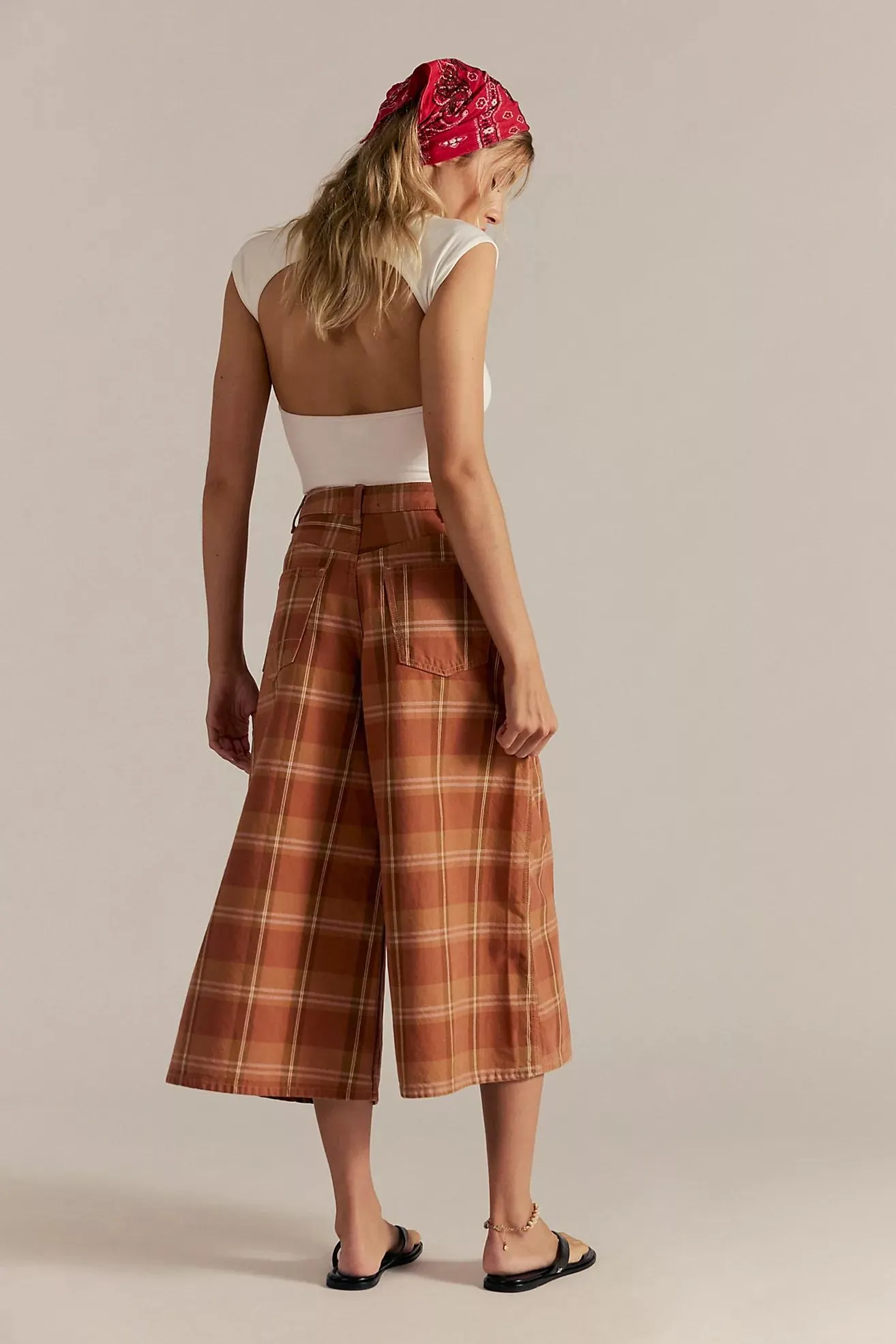 We The Free High Top Wide Crop Plaid Jeans