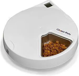Closer Pets Five-Meal Automatic Pet Feeder with Stainless Steel Bowl Inserts and Ice Packs (C500)