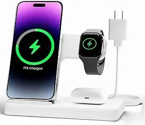 Wireless Charger Charging Station: 3 in 1 Charger Stand for Apple Multiple Devices Product for iPhone 16 15 14 Pro Max 13 12 11 for Watch 10 9 8 7 6 5 4 3 2 SE & Ultra for Airpods 4 3 2 Pro