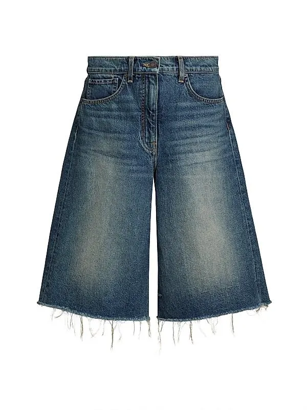 Alona Raw-Edge Denim Culottes