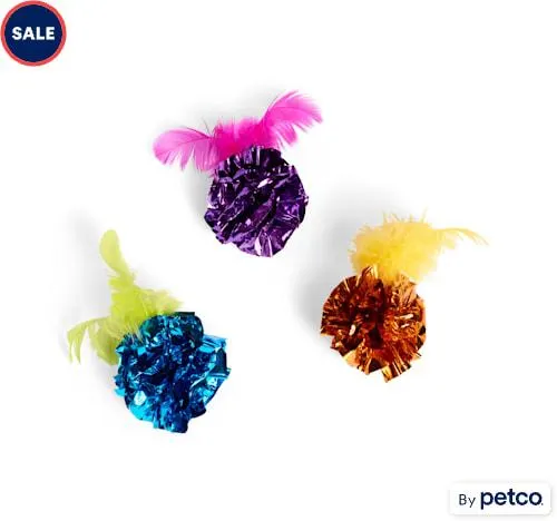 Leaps & Bounds Snowball Crinkle Assorted Cat Toy, Medium