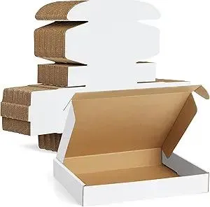 Famagic 30 Pack 13x10x2 Inch Small Shipping Boxes White Corrugated Cardboard Boxes Mailer for Small Business, Mailing Boxes for Packaging Bulk