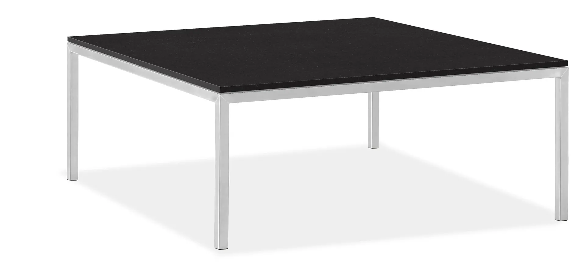 Parsons 40w 40d 16h Coffee Table with Quartz Black Top & Stainless Steel Base