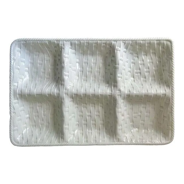 Vintage Italian Basketweave Ceramic Serving Dish-Neuwirth