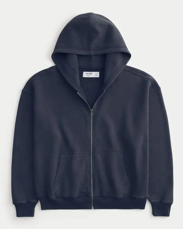 Boxy Zip-Up Hoodie
