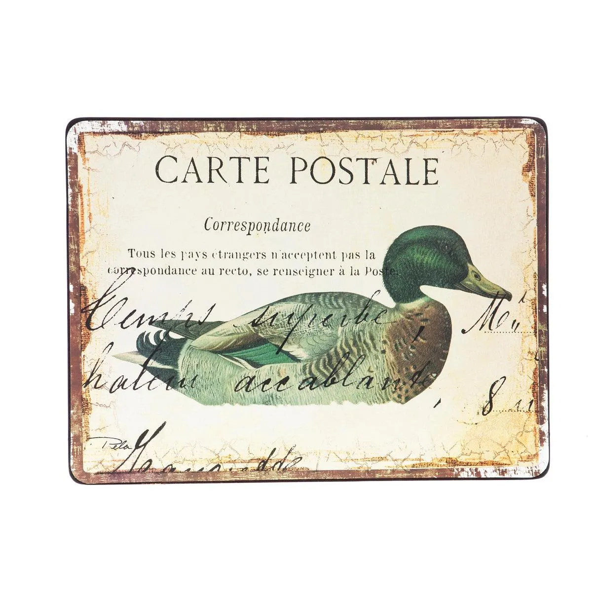 Lodge Postcards TV Trays, Set of 4, with Brown Stands