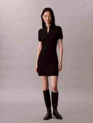 Tech Knit 1/4 Zip Mini Sweater Dress
