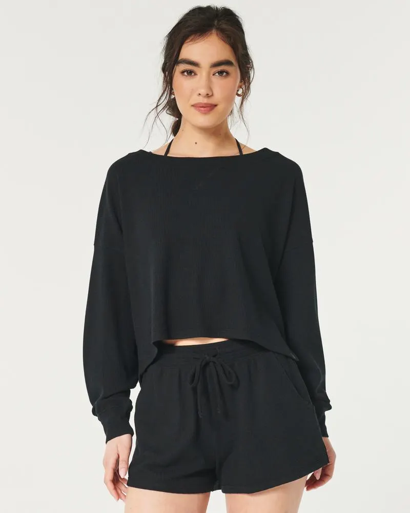 Gilly Hicks Waffle Off-the-Shoulder Top