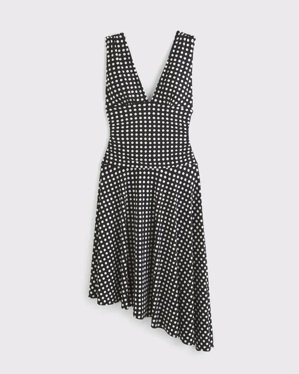 Plunge Ruched Knit Midi Dress