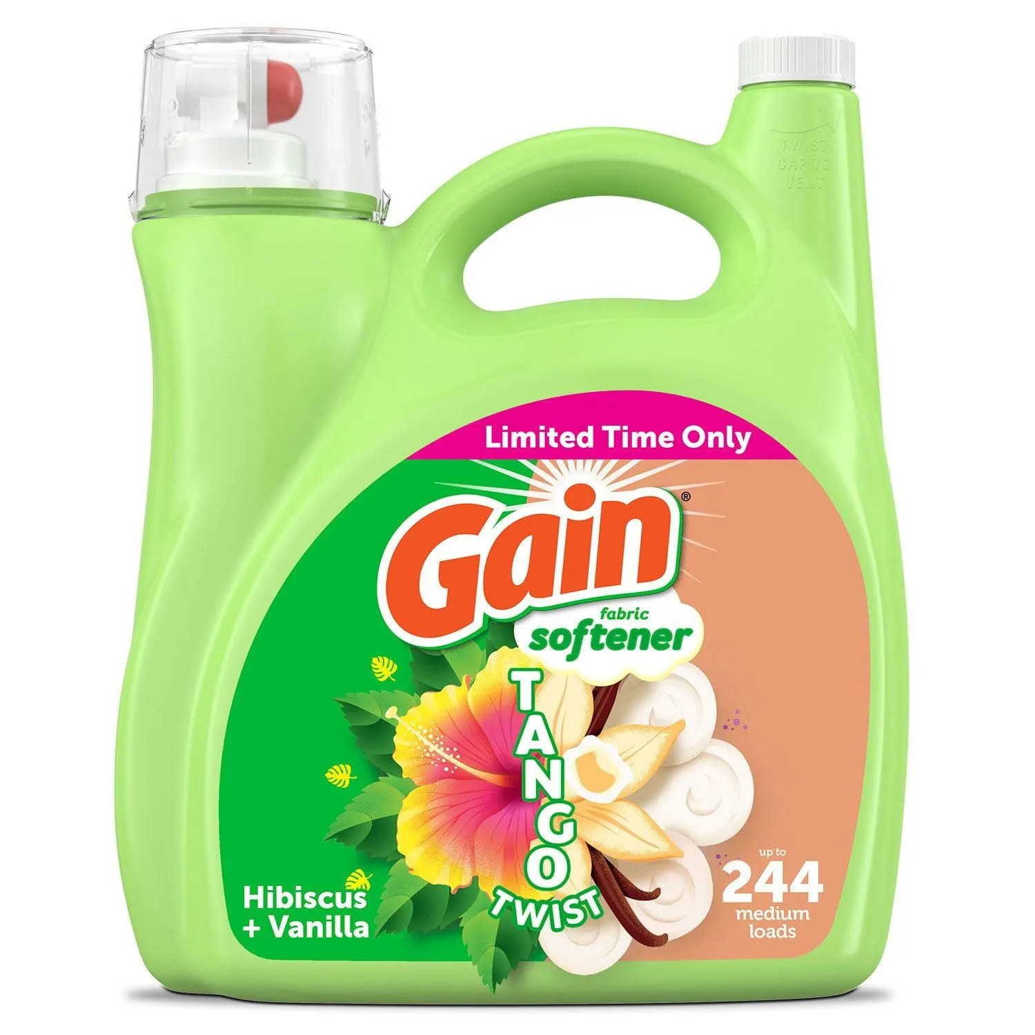 Gain Tango Twist Liquid Fabric Softener, Hibiscus and Vanilla Scent, 244 loads, 143 fl. oz.