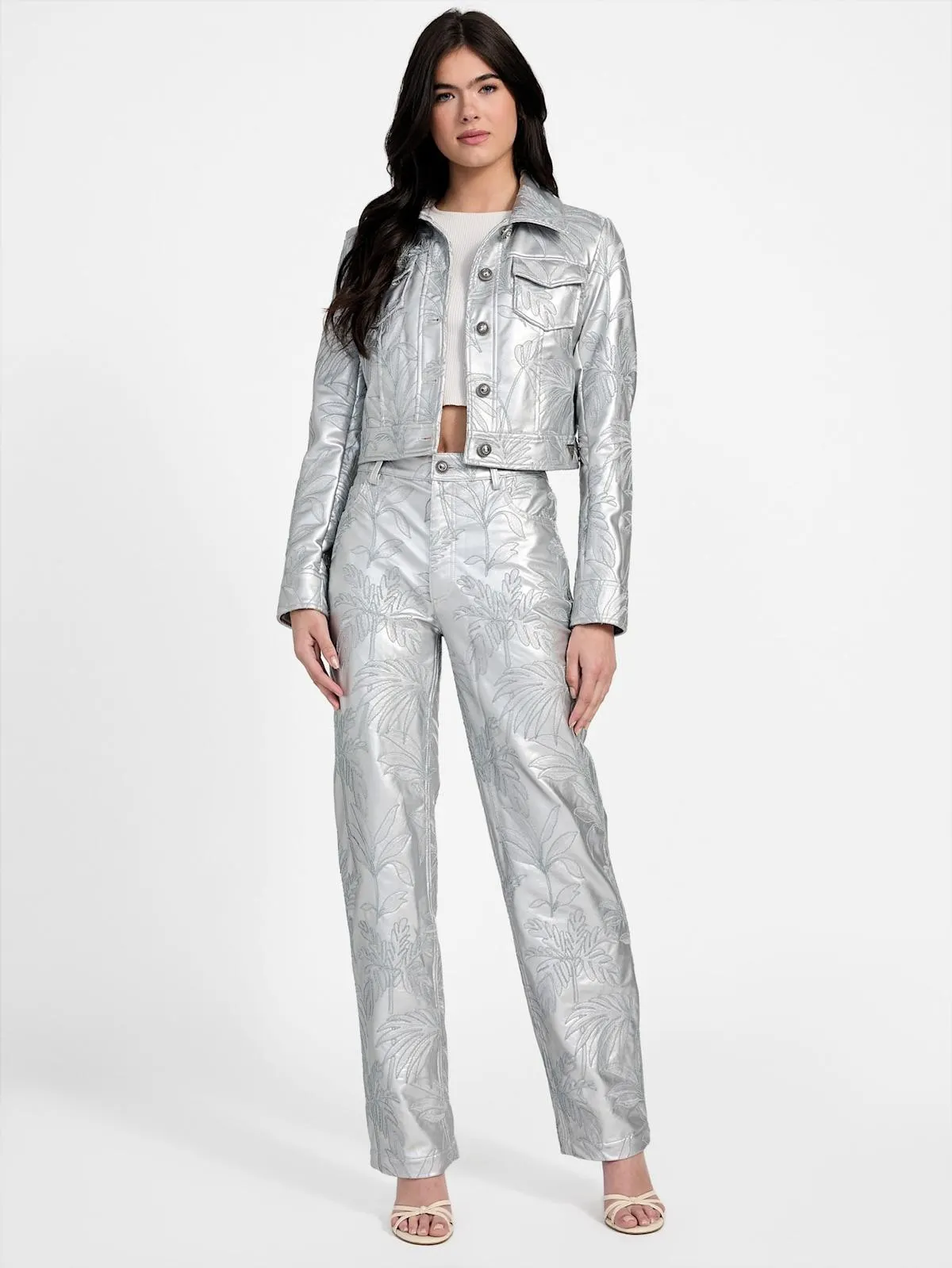 Clelia Faux-Leather Embroidered Pants