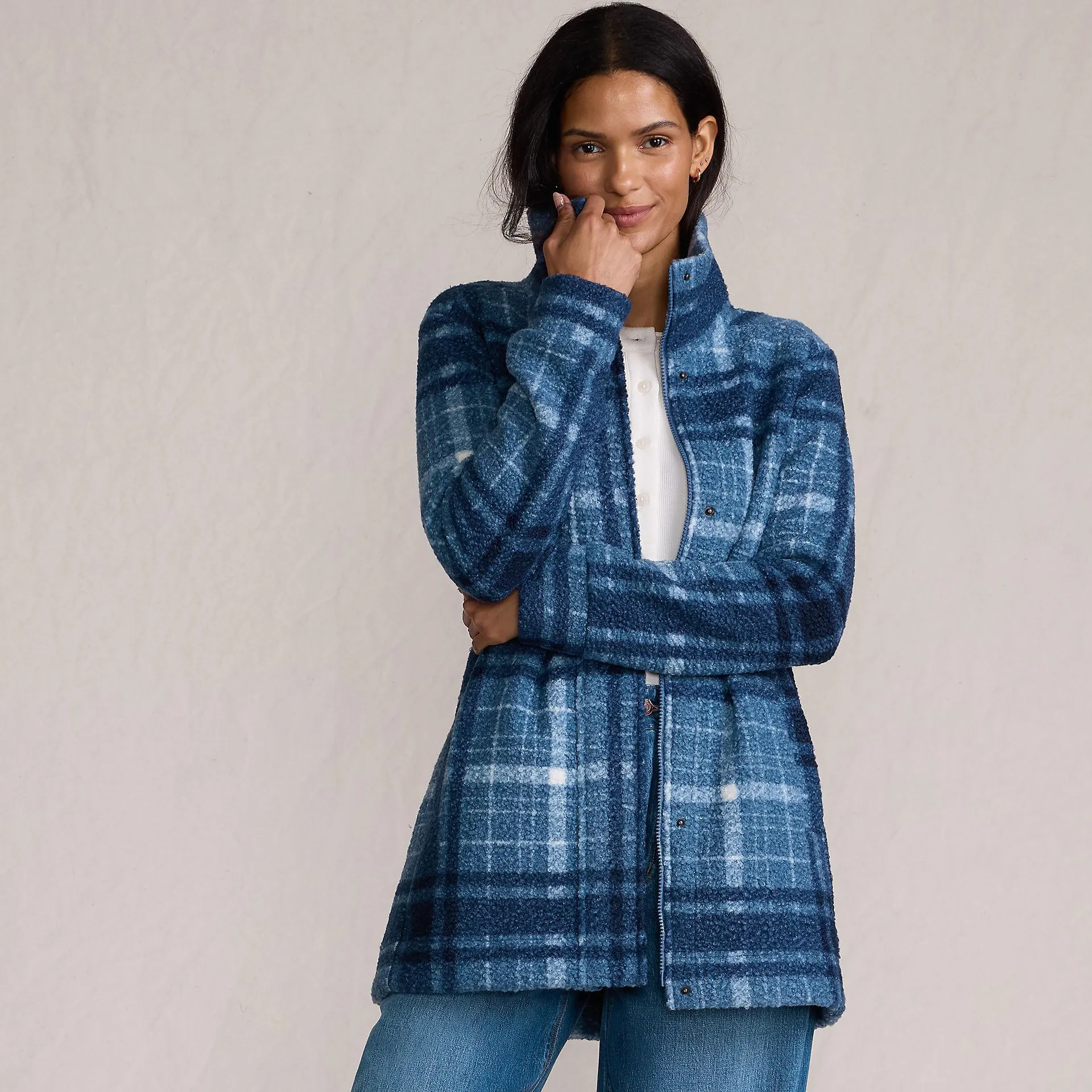 Women's Print Boucle Fleece Coat