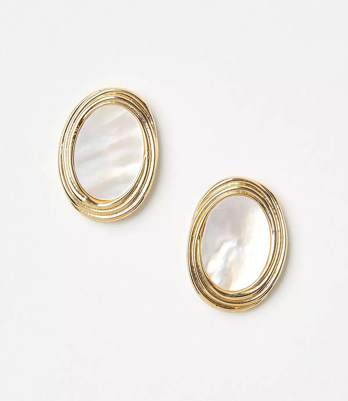 Mother Of Pearl Circle Statement Stud Earrings