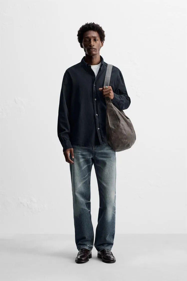 TEXTURED CHAMBRAY SHIRT