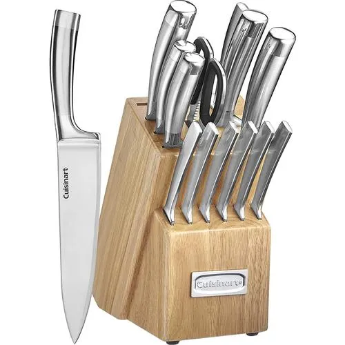 Cuisinart 15 Piece Stainless Steel Cutlery Knife Set with Wood Block (C99SS-15P), Open Box