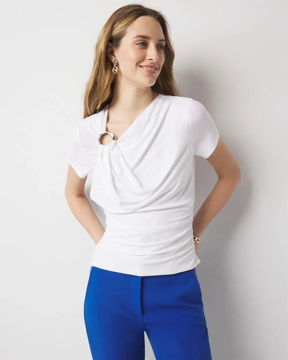 Shoulder Detail Draped Top