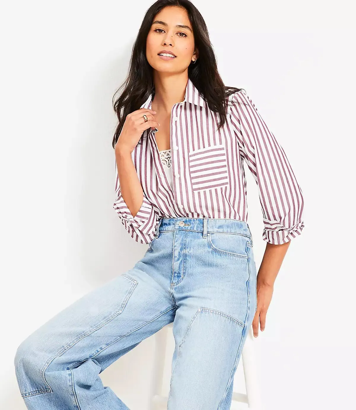 Striped Poplin Everyday Relaxed Pocket Shirt