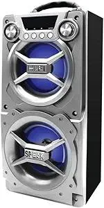 Portable Speaker with Bluetooth, Connect to iPhone, iPad or Android, Double Subwoofer Heavy Bass, Perfect for Events, Silver