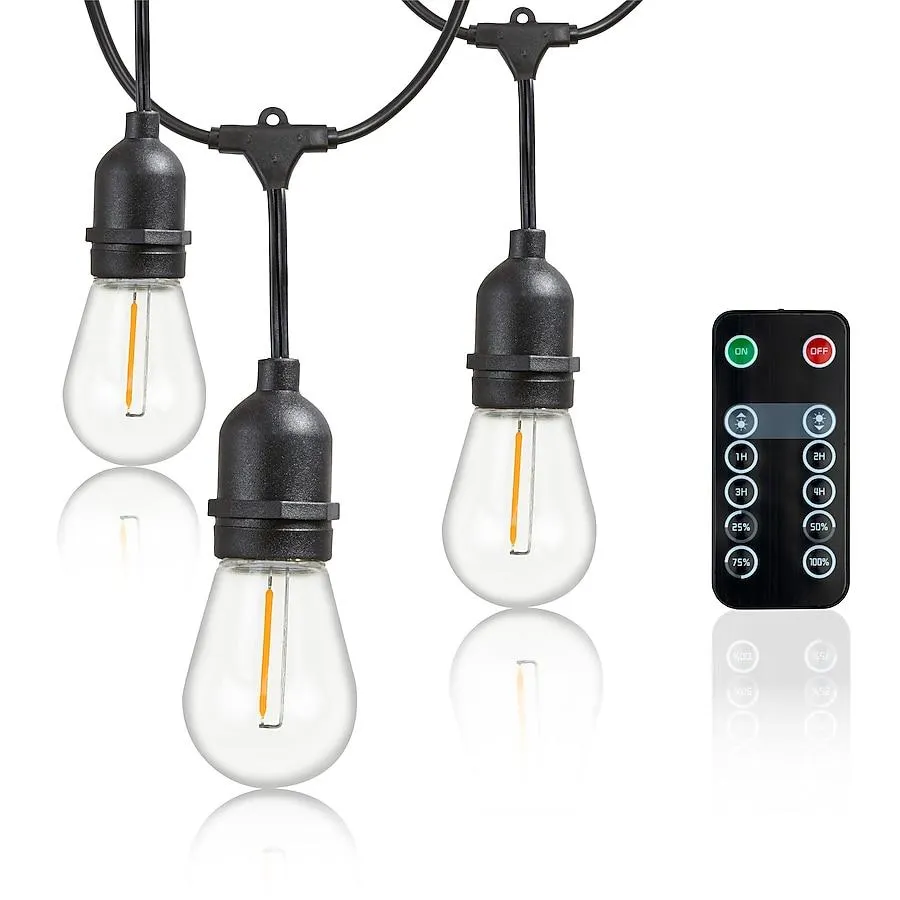 Newhouse Lighting 48.1-Feet Plug-in Black Indoor/Outdoor String Light with 16 White -Light LED Edison Bulbs