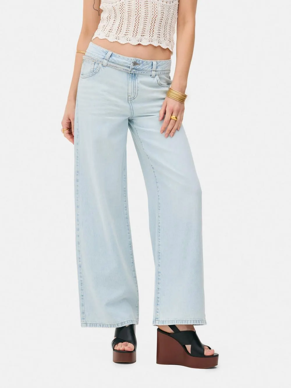 Rita Ora Belted Wide Leg Jeans