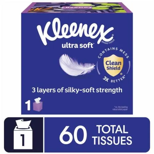 Kleenex Ultra Soft Facial Tissues Cube Box 3 Ply